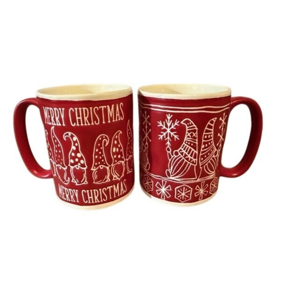Sheffield Home Red Christmas Gnomes Snowflake Mugs Merry Christmas Ceramic